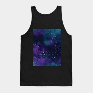 Abstract Neon Nebula Purple Aqua Outer Space Tank Top